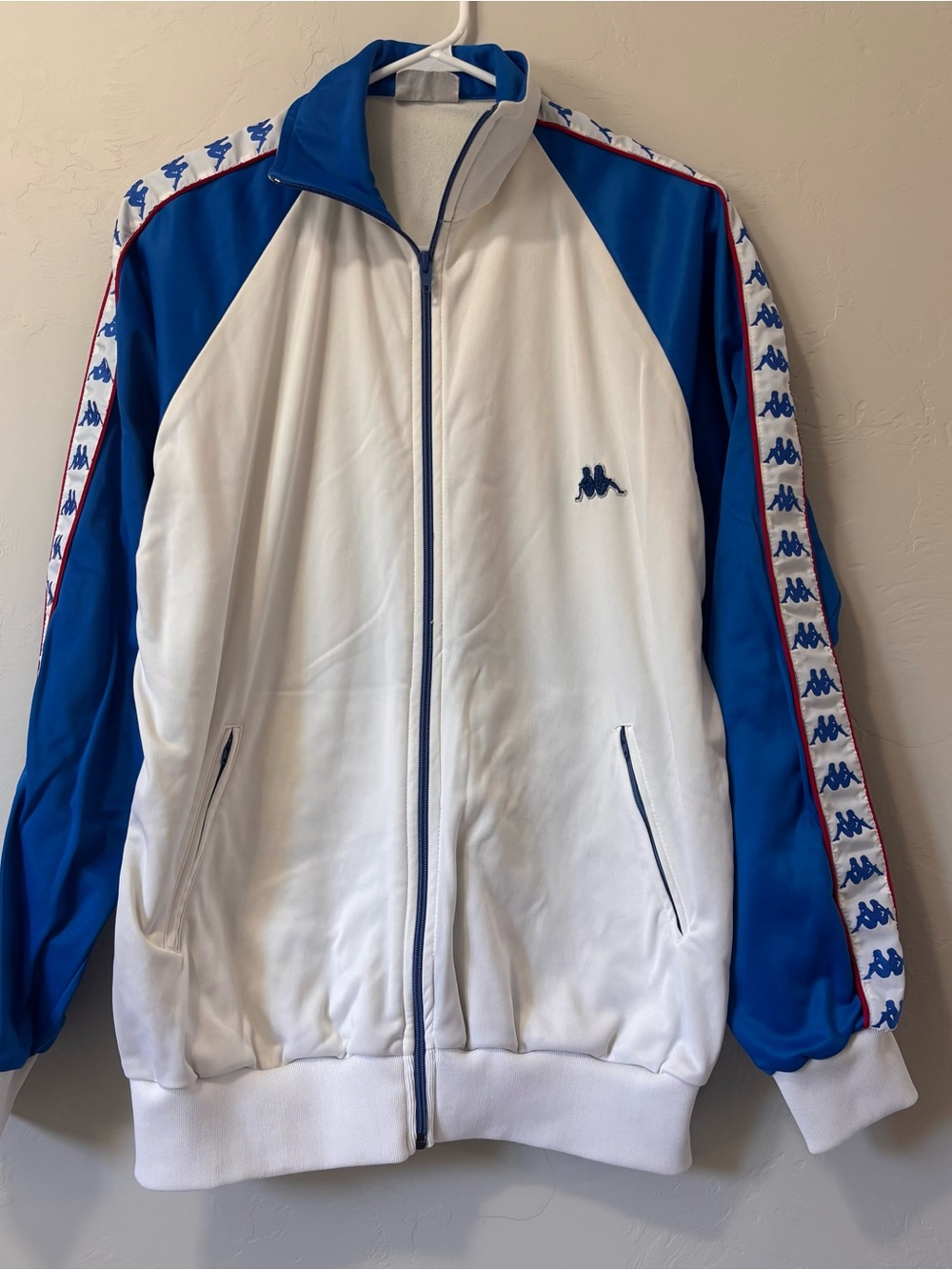 Vintage Kappa Sport Made in Italy Track Jacket Blue White Logo Tape 80s Rare